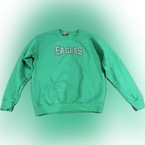 Eagles Rhinestone Logo Vibrant Green Team Eagles Sweatshirt Size Small